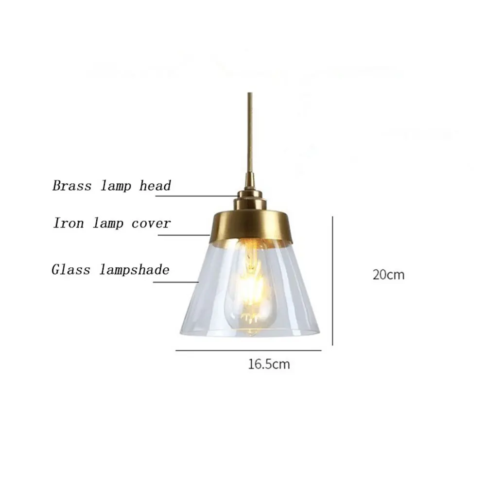 Glass Pendant Light Nordic Pendant Lamp Edison Pendant Light Brass Creative Minimalist E27 Lighting Lampshade For Restaurant