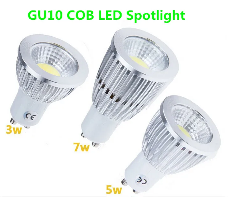 

DHL 50pcs/lot GU10/E27/MR16 3W/5W/7W COB Led Spotlight Bulb Warm White/Cool white Led Downlight