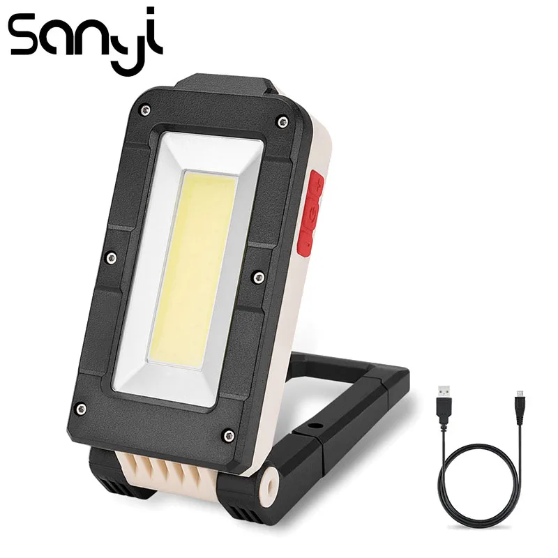 

SANYI USB Rechargeable Working Lamp Built-in Battery LED Flashlight Torch 4 Modes 3800 Lumen Camping Light with Magnetic