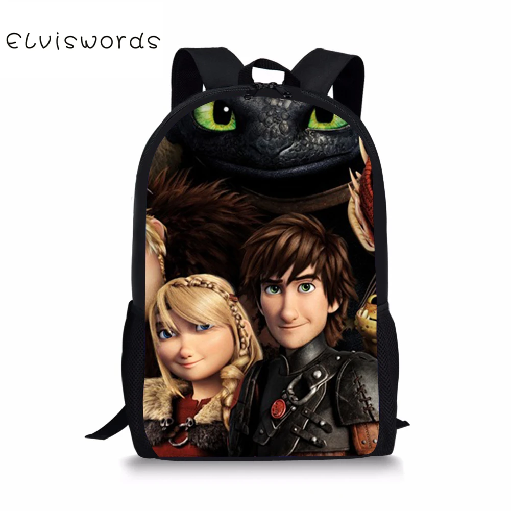 

ELVISWORDS How To Train Your Dragon Schoolbag for Boys Girls Stylish Elementary School Students Bag Cute Lightweight Laptop Bags