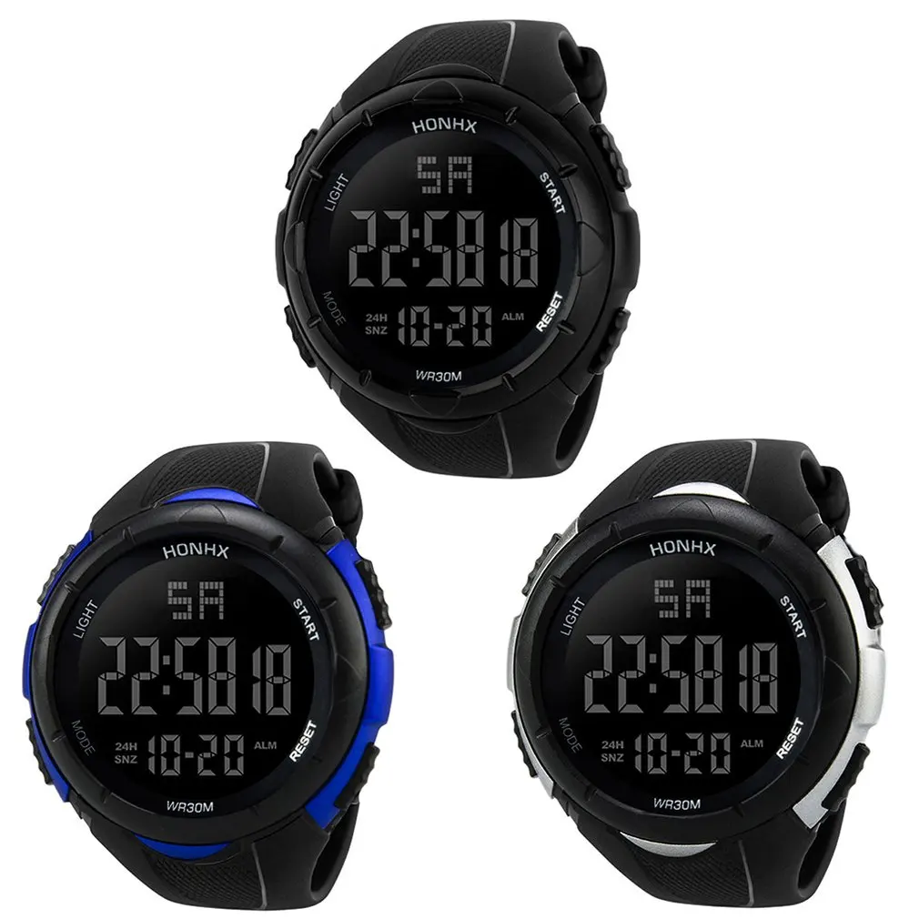 Men Boy Sports Watches LED Electronic Digital Watch 50M Waterproof Casual Outdoor Military Wristwatch Accurately Relogio