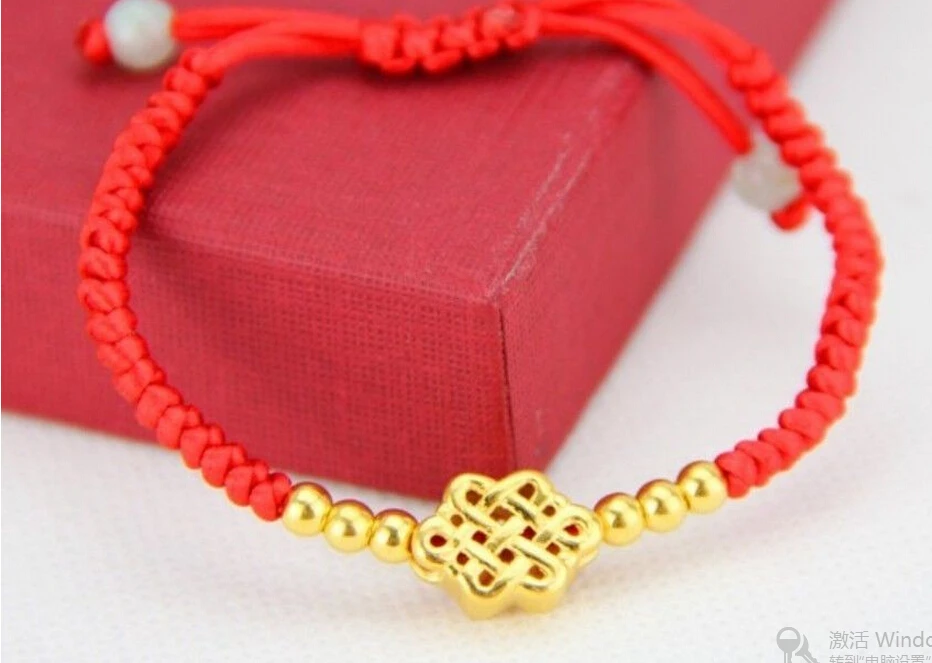 Hot sale New 1X FINE 24K Yellow Gold Bracelet/ 3D Craved Chinese Knot Bracelets/ 1.49gin