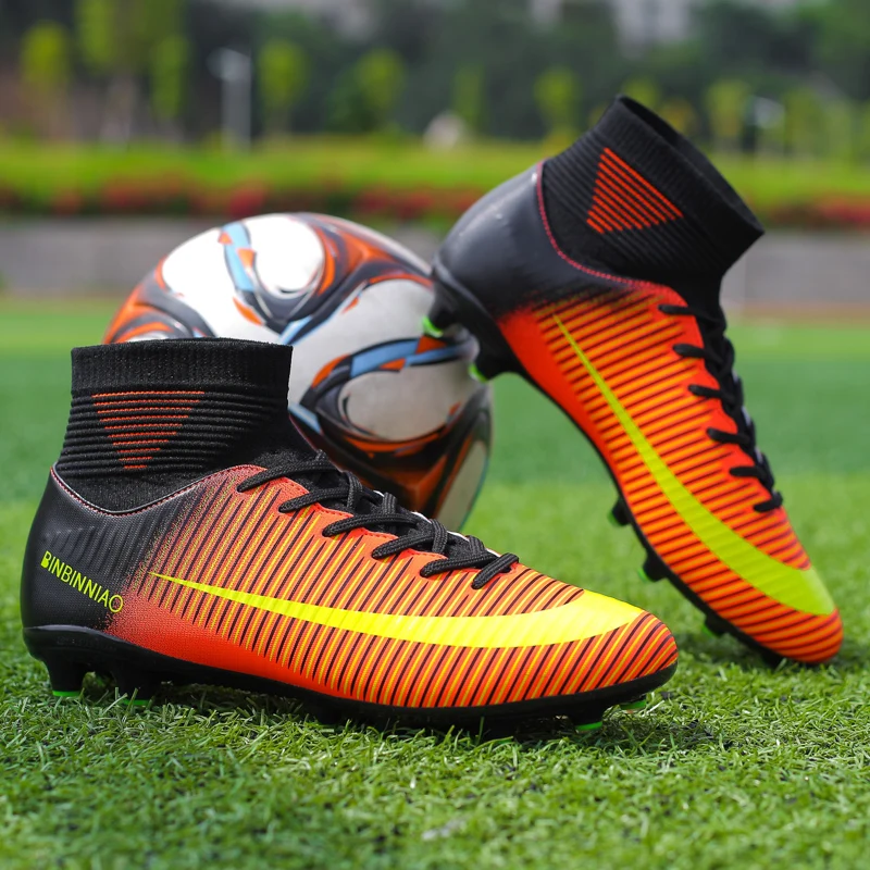 Kids Boy Girls Outdoor Soccer Cleats Shoes TF/FG Ankle Top Football Boots Soccer Training Sneakers Child Sports Shoes EU32-38