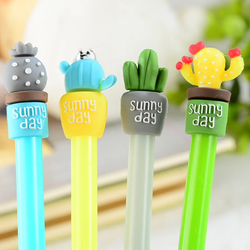 80 pcs Pen Wholesale Creative Lovely Personality Cactus Plants Potted Students Writing Neutral Pen Kawaii Stationery