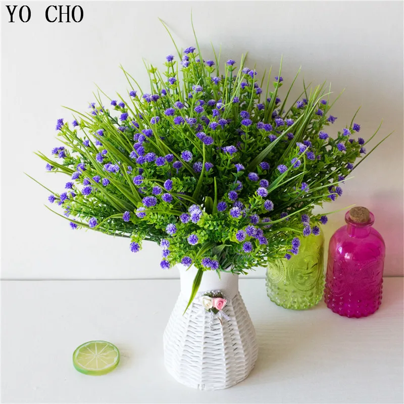 YO CHO 1 Bouquet Fake flowers Heads DIY Baby's Breath plastic indoor plants Gypsophila Artificial christmas deco | Дом и сад