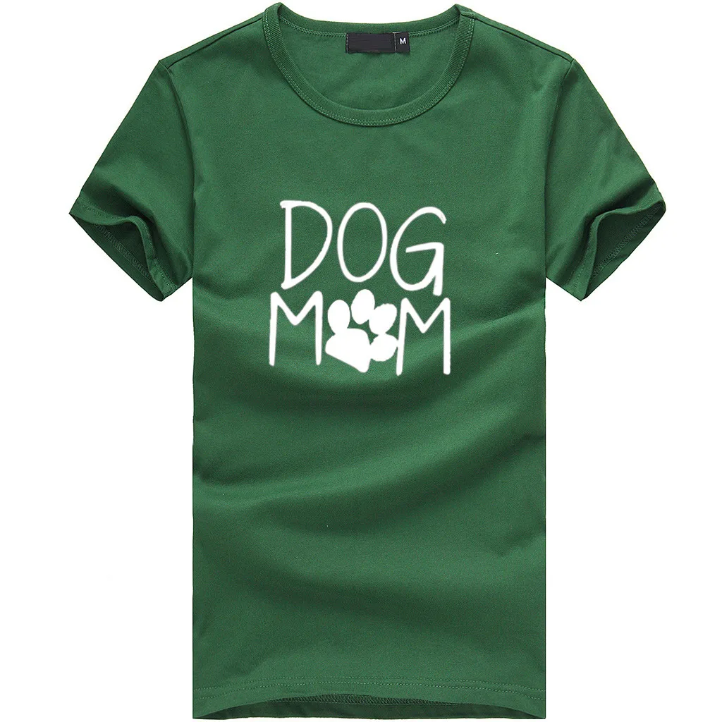 CHAMSGEND/футболка с принтом собаки и мамы; женские футболки; повседневные Забавные футболки для женщин и девочек; топ; хипстер; женские свободные топы с круглым вырезом; 3. Jan3 - Цвет: Green