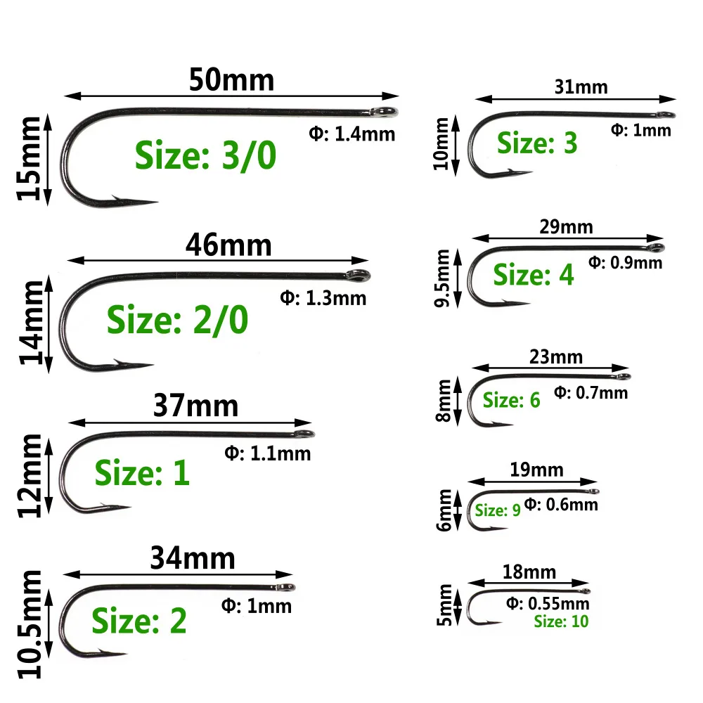 50pcs Aberdeen Long Shank Fish Hook Saltwater Fresh Water Fishing Hooks Sabiki