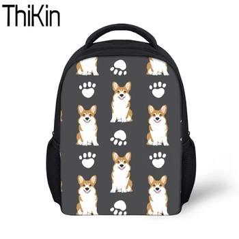 

THIKIN Cute Corgi Printing School Bags for Kids Schoolbag Backpack Children Mini Kindergarten Backpacks Girls Shoulder Softback