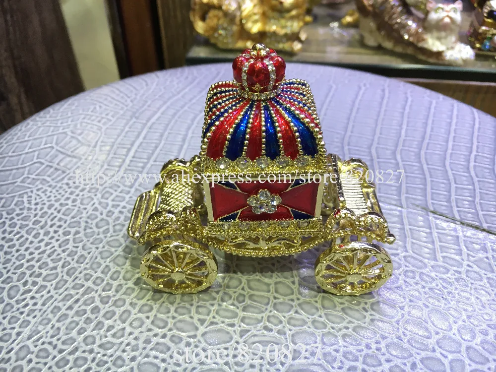 Newest Carriage Jewelry Trinket Box Figurine Cinderella Pumpkin Carriage Hinged Collectible Carriage Keepsake Trinket Box