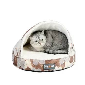 

High Quality Warm Cotton Cat Cave Little Sleeping Bag Half Cover Winter Nest House Soft Pet Dog Cushion Cat Bed Small Dogs Bed