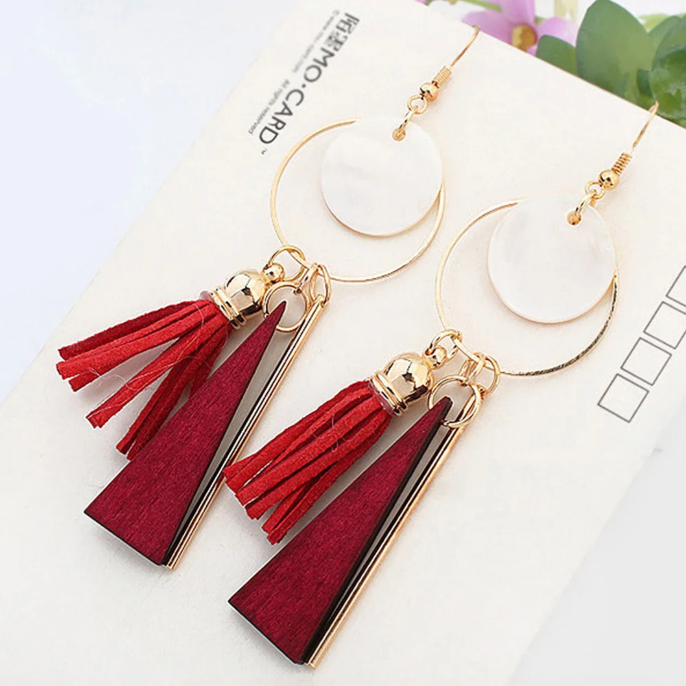 

1* Fashionable Circles Triangular Tassel Earrings Fashion Jewelry Accessories for Women Decoration Christmas Birthday Gift