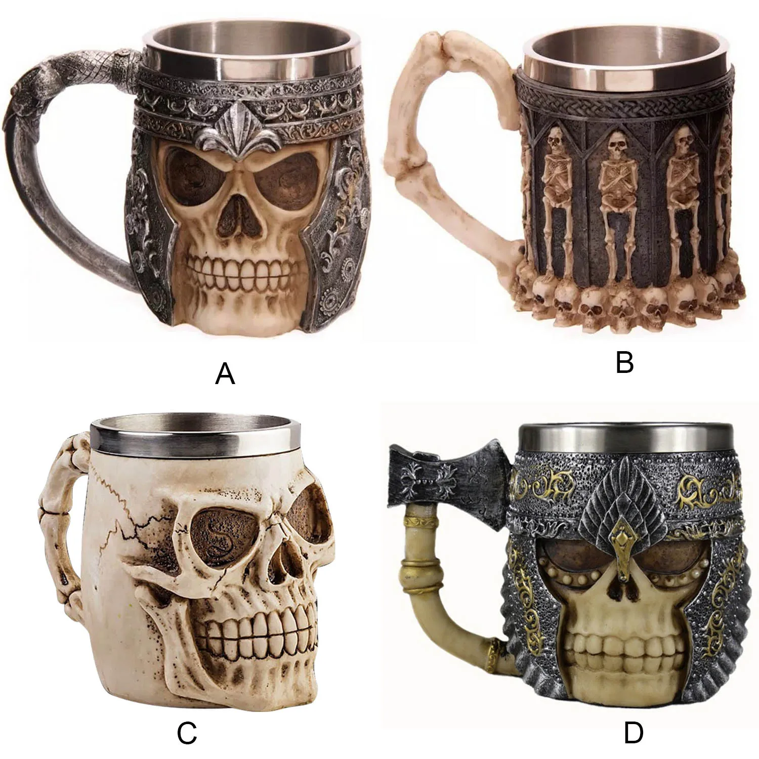 Download Behogar Viking Style Double Layer Stainless Steel Skull ...