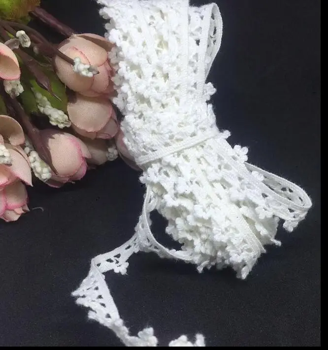 

10 Meterse White Elastic Cotton Lace Trims Stretch Cotton Lace Ribbon DIY Patchwork Handmade Sewing Hometexile Material