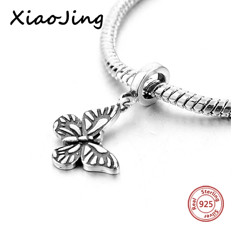 

925 Sterling Silver charms Fit Authentic European Bracelets lovely butterfly Original Beads Fashion Jewelry making friend Gift