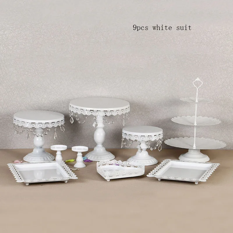 Белый торт стенд круглый кекс стенды металлический ДЕСЕРТ ДИСПЛЕЙ с хрустальными бусинами, белый