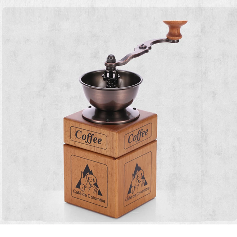 Classical Wooden Manual Coffee Grinder Coffee Bean Mills DIY Coffee Maker Machine Vintage Style 
