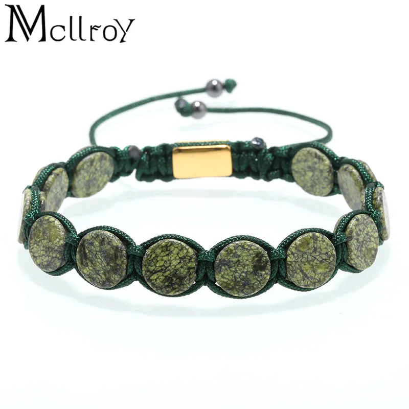 

Mcllroy charm bracelets men natural round stone handmade lace-up braided bracelets fashion friends cool men jewelry bijoux homme