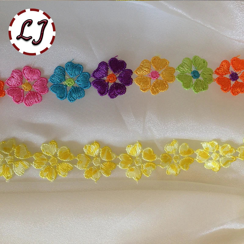 

new fashion color 1yard/sets embroidered colorful love petal lace trim sewing crafts girl cloth scrapbooking DIY