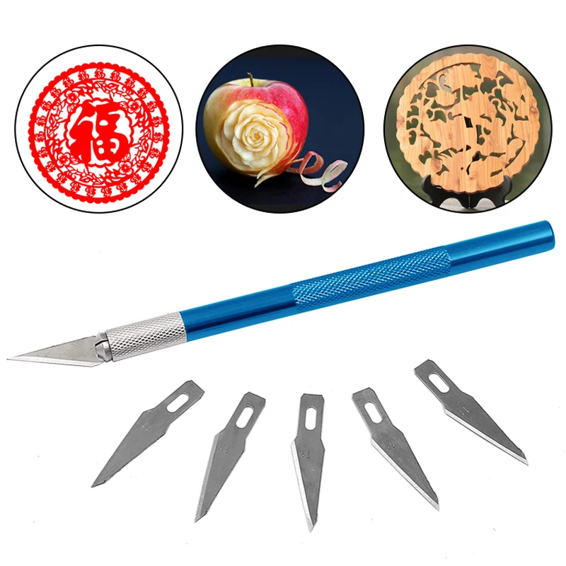 6 Blades Craft Artwork Engraving DIY Cutter Set Model Repairing Multipurpose Sculpture Scalpel Carving Knife non slip metal scalpel knife tools kit metal cutter engraving craft knives 5pcs blades mobile phone pcb diy repairing tool