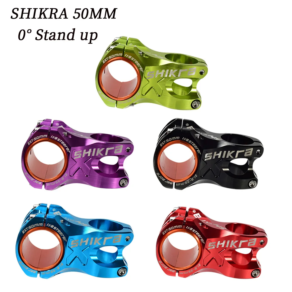 

SHIKRA Bicycle stem 31.8mm 35mm MTB mountain bike handlebar stem 0 degree riser degree 158g Al-alloy hollow CNC AM/XC Stand up