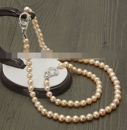 

free shipping 07713 Pink Freshwater Cultured Pearl Necklace Bracelet (A0423)