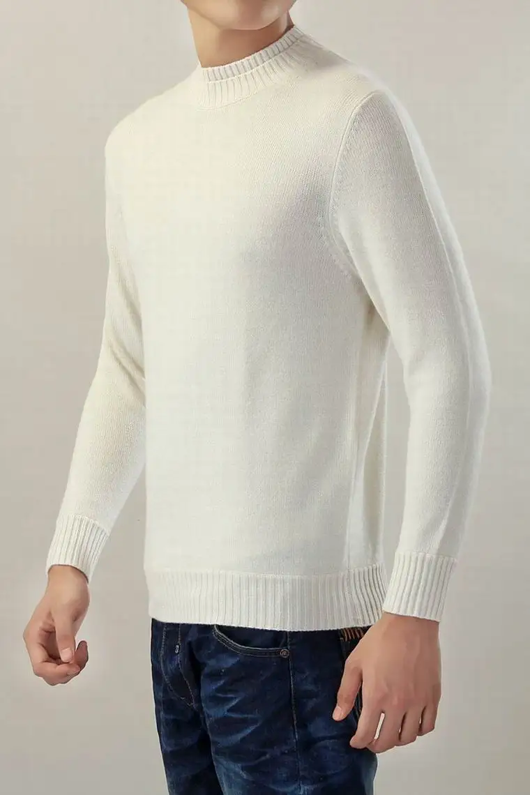 Кашемировый свитер мужской пуловер черепаха двойные шеи Off-white натуральная ткань высокое качество распродажа - Цвет: Слоновая кость