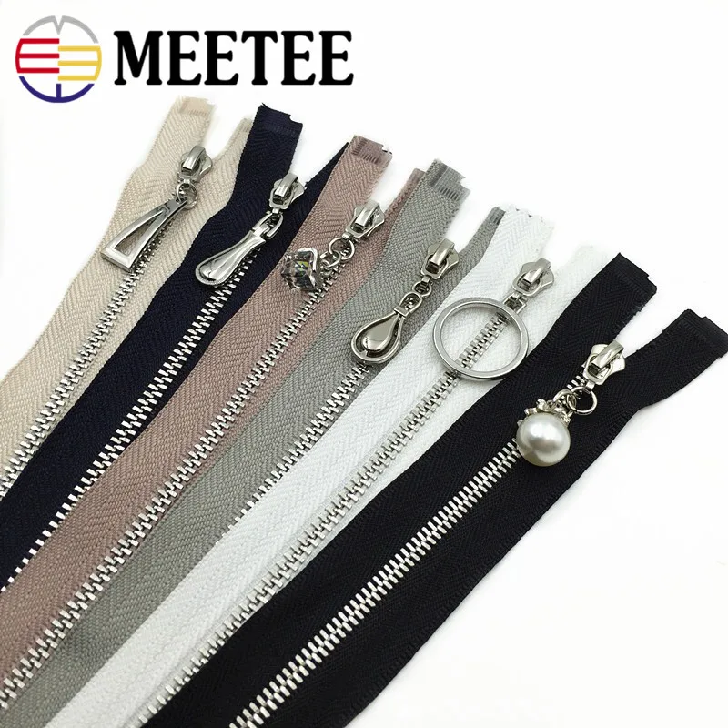 Buy MEETEE 3 40cm 60cm Open End Metal Zippers Silver