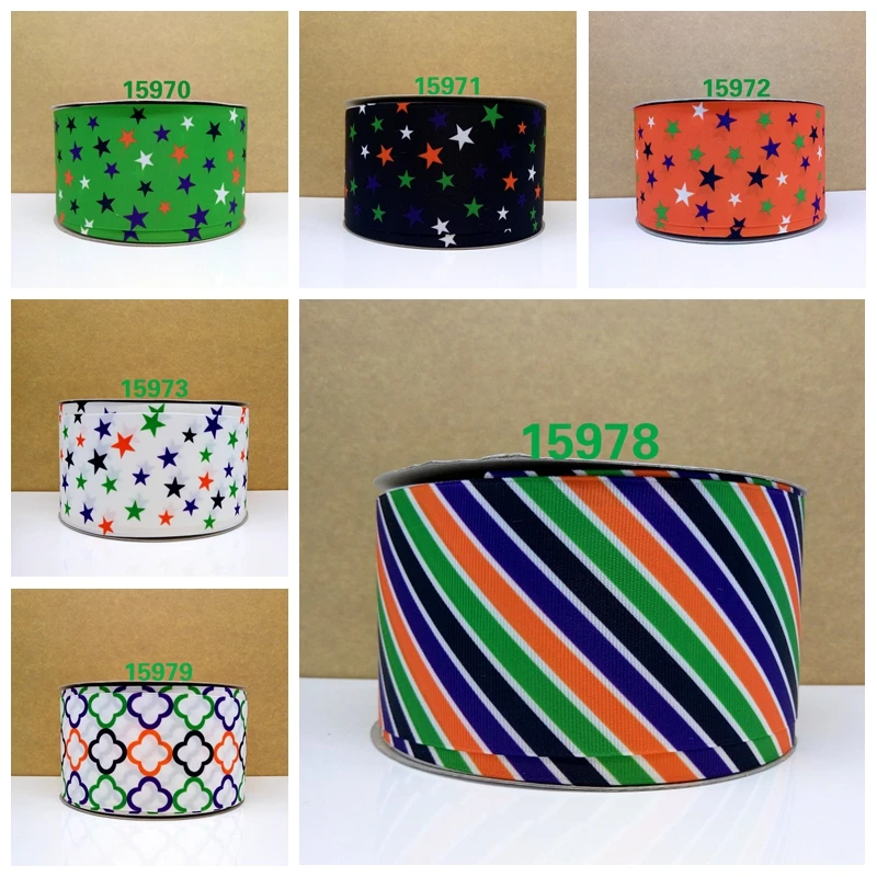 

Free shipping 50 yard per size halloween ribbon printed grosgrain ribbon 15970
