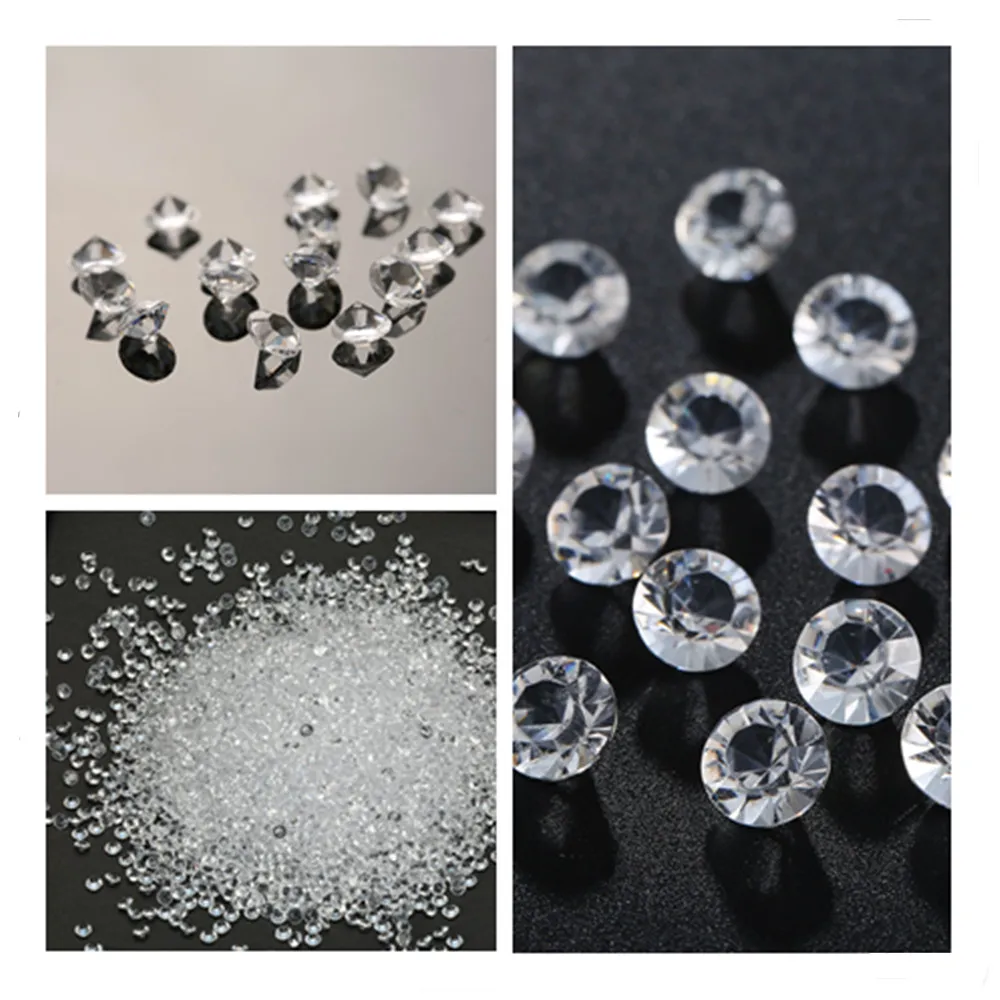 

2000Pcs Clear Diamond Mixed 3 Sizes(4mm/6mm/10mm) Wedding Decoration Confetti Table Scatter Acrylic Crystals