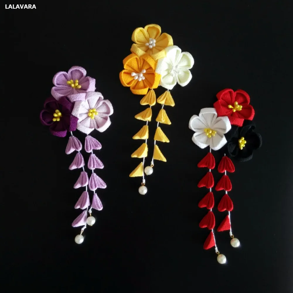 LALAVARA микс матч 50 шт половина-готовая Ткань Цветы для DIY kanzashi заколки для волос