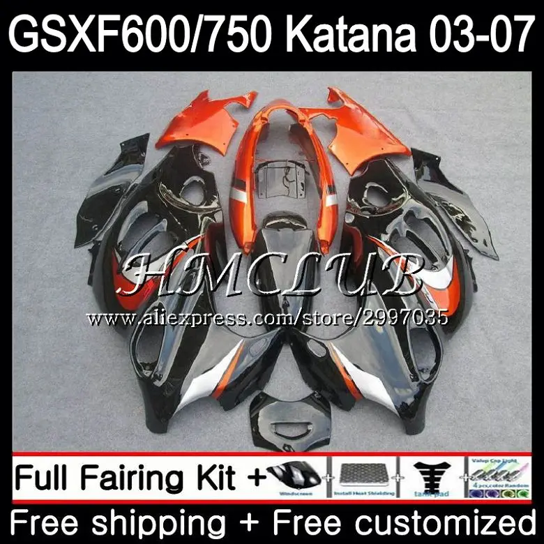

Body For SUZUKI KATANA GSXF600 2003 2004 2005 2006 2007 36HC.13 GSX600F GSXF 600 750 GSXF750 03 04 05 06 07 Orange blk Fairing