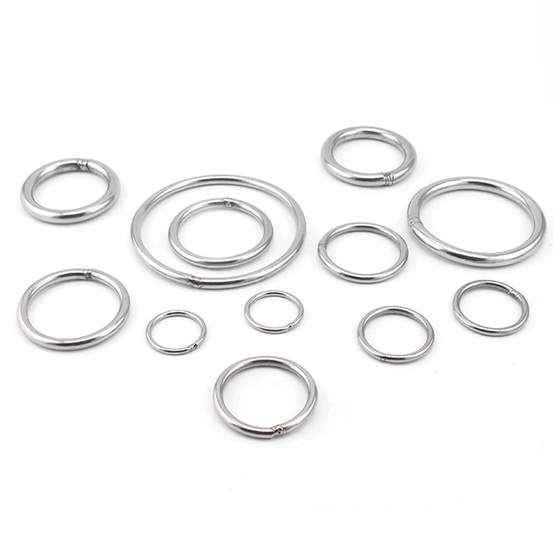 

304 Stainless steel Welding Wire Loop Buckles Loop Circular Ring O-type Chain Link Hooks for Jump Bed/Yoga Hammock/Hanging Chair