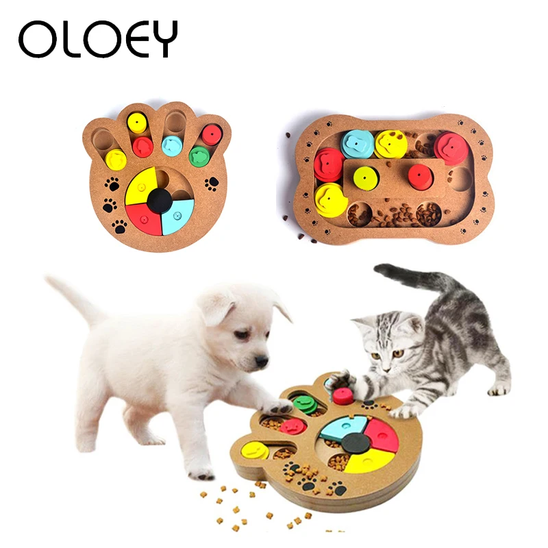 Cat Pet Training Feeder Toy Wooden Intelligence Triple Play Discs Slow Feeding Interactive Toy for Pet Cats Dog Toy Supplies