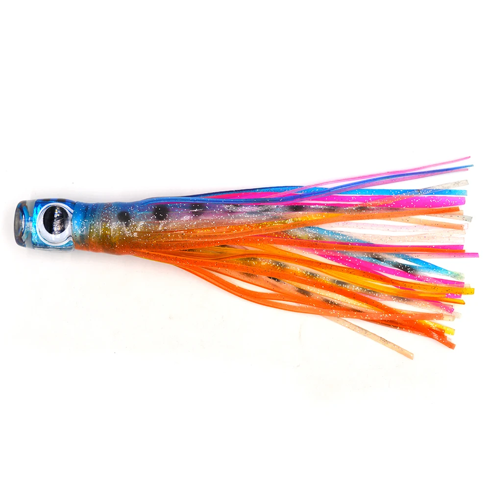 

8 inch Octopus Skirt Tuna Lure Marlin Lure Big Bait Sea Fishing Lure Game Trolling Bait Resin Head With Double Skirt
