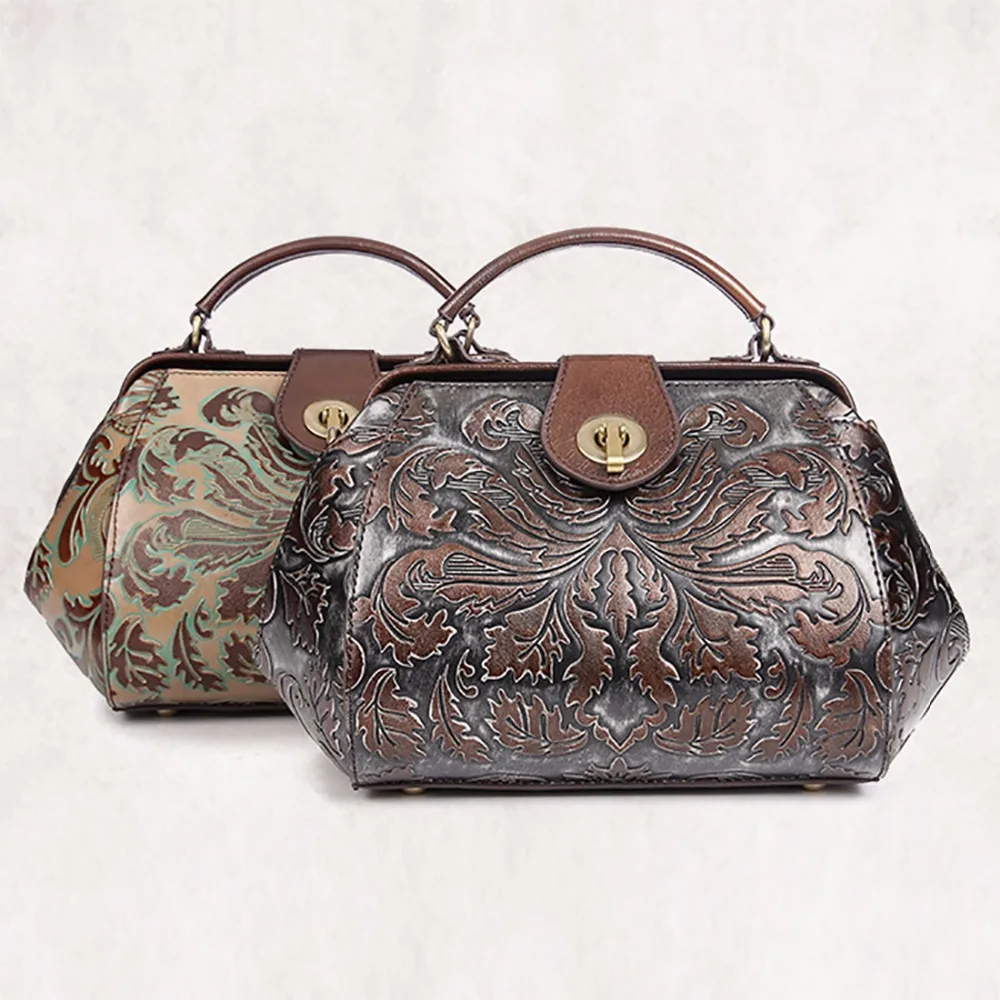 Женская сумка из натуральной кожи, Женская Роскошная сумочка, известный бренд, маленькая винтажная сумка-мессенджер, Сумка с цветочным принтом и замком
