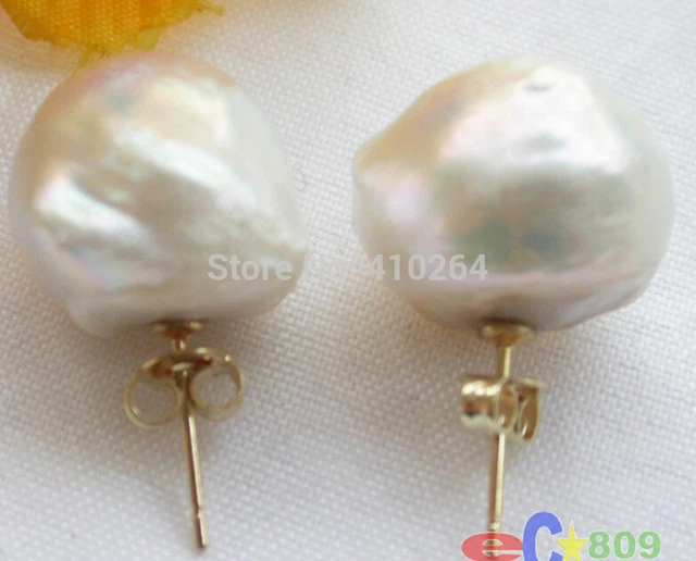 Free Shipping Whole Jewelry Wig Unusual 18mm Free Shipping Whole Jewelry Wig Unusual 18mm Nature White Keshi Reborn Pearl Stud Earring