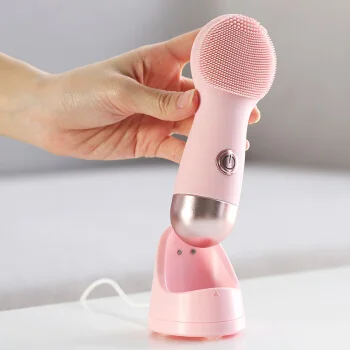 

Quality Portable Facial Brush Waterproof Body Facial Cleansing Brush with Timing Off for Deep Cleansing/Removing Blackhead PINK