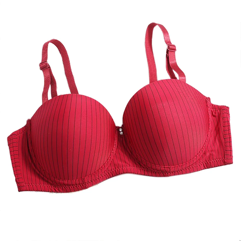 1pc Women Sexy Lingerie Plus Size Thin Cup Stripe Anti-light Breathable Women Underwear Adjustable Push Up Bra Newest