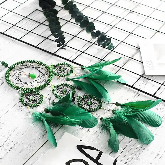 Полые перья плетеные навесные украшения для дома Dream Green Catcher|Ловцы снов и