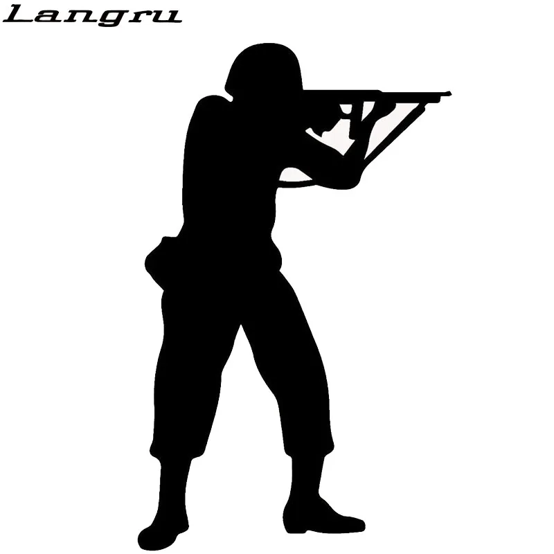 Langru New Style Brave Soldier Holding Assault Rifles Shot Graphic Car Sticker Decor Vinyl Decal Jdm | Автомобили и мотоциклы