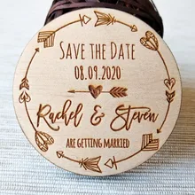 Деревянные Свадебные магниты в стиле бохо со стрелой, сохраняют дату, изготовленные на заказ из дерева в деревенском стиле, сохраняют магнит даты, свадебные сувениры