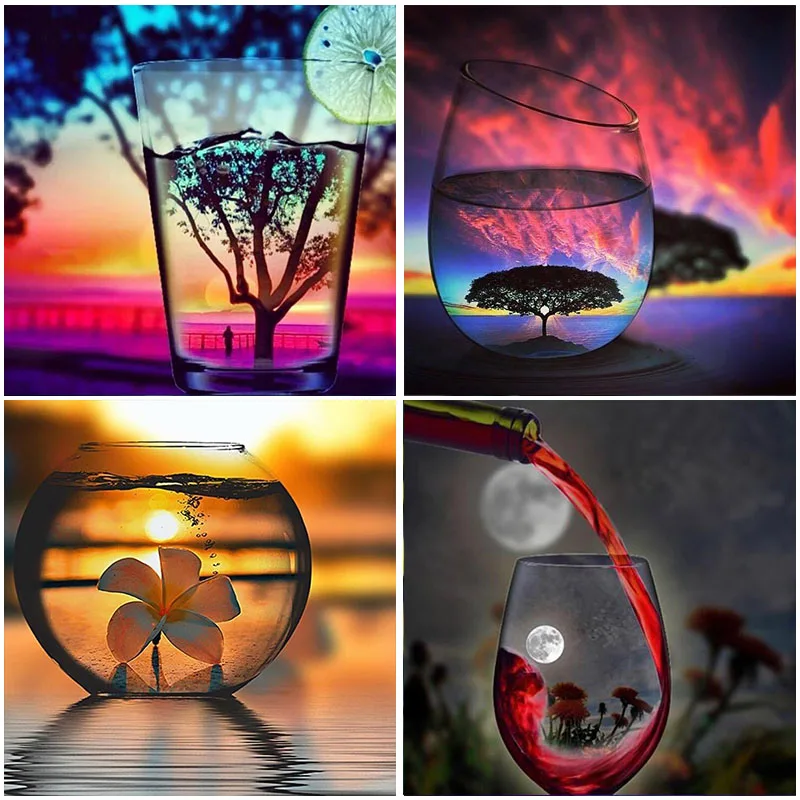 

handicraft 5D Diamond Painting Beautiful Glass scene Embroidery Full Square Drill Home Wall Decorations Gift Mosaic Cross Stitch