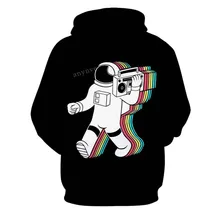 Astronaut Mens Hoodies Men Boys Kids Black Sweatshirta Teens Harajuku Hipster Pullover ropa Streetwear Sweatshirt Male Clothing