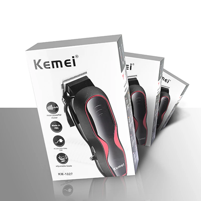 Kemei профессиональная машинка для стрижки волос, электрический триммер для волос, мощный станок для бритья волос, триммер для бороды с 4 концевыми гребнями, KM-1027