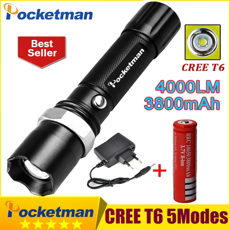 

powerful led flashlight XML T6 torch Flashlight led lantern lamp Hiking Camping Waterproof Rechargeable flash light