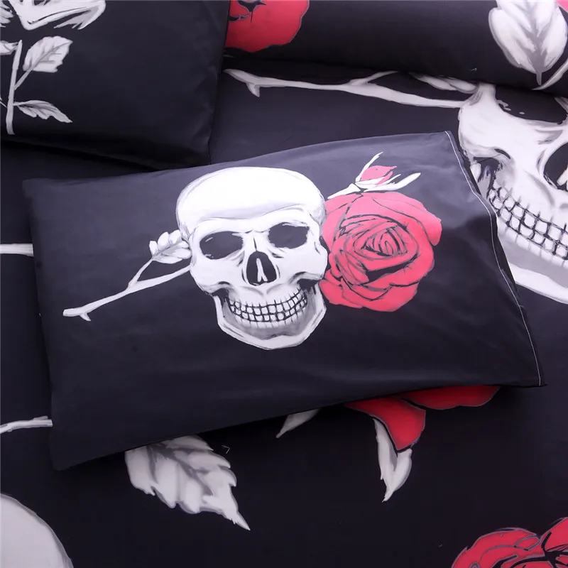 Bonenjoy Rose Skull King Juego De Cama Color negro reina tamaño edredón funda con fundas De almohada conjunto De Cama Juego De Cama Bonenjoy Rose Skull King Juego De Cama Color negro reina tamaño edredón funda con fundas De almohada conjunto De Cama Juego De Cama