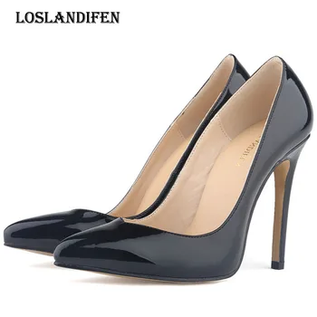 

Loslandifen Plus Size 35-42 Ladies Shoes Nightclub Office Shoes Laides Patent Leather High Heels Pointed Toe Sexy Women Pumps