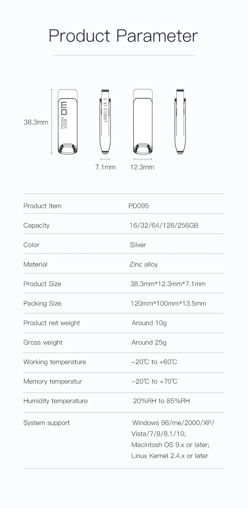 DM PD095 USB флеш-накопитель, 32 ГБ металлическая флешка, высокоскоростной USB 3. 0 карта памяти 64 ГБ флеш-накопитель, реальная емкость 16 Гб Writ 10 МБ-60 Мб