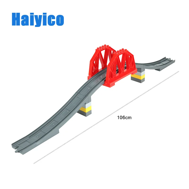 Колесо обозрения большие строительные блоки аксессуары в сборе совместим с Duplo основные кирпичи рельсовый автобус пиратский корабль детская игрушка, подарок - Цвет: Track viaduct
