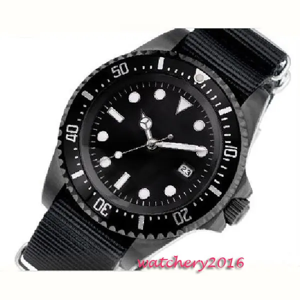 Новые Классические винтажные черные стерильные часы Parnis 42 мм с циферблатом, светящиеся знаки даты, без логотипа, люксовый бренд, автоматический механизм, мужские часы - Цвет: 1